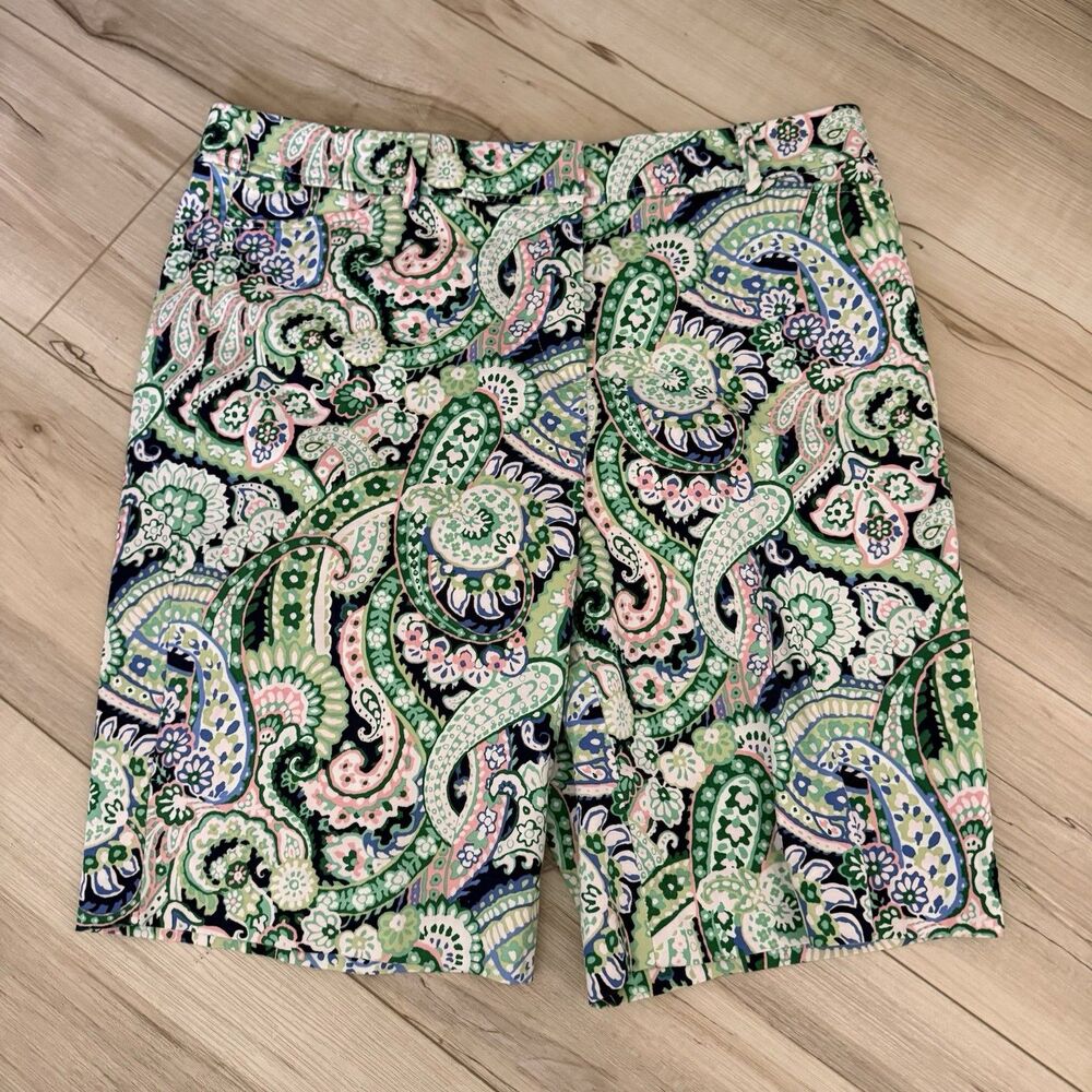 Talbots Perfect Short Paisley Bermuda Women's Shorts Sz 10 Cotton/spandex